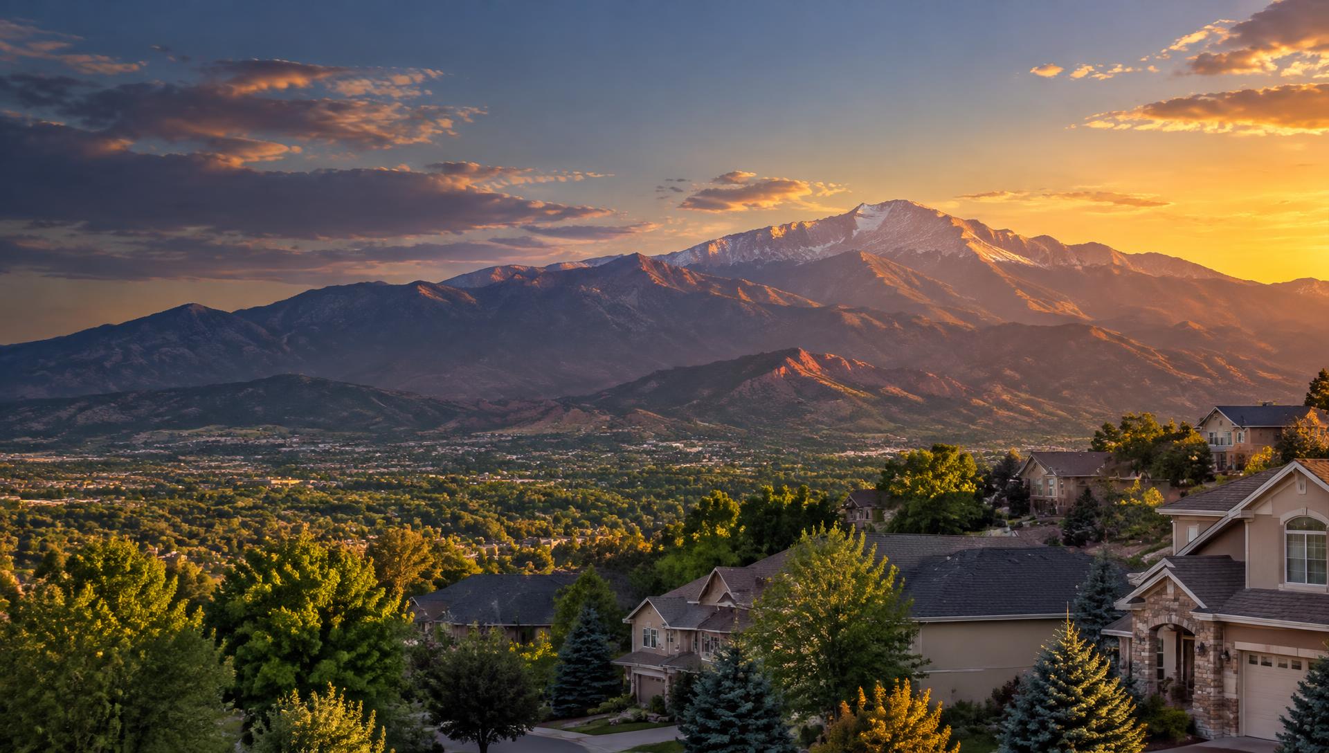 Homes beneath Pikes Peak in Colorado Springs